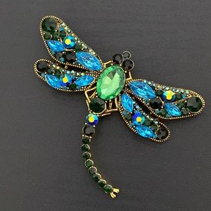 Large Dragonfly Rhinestone Brooch
